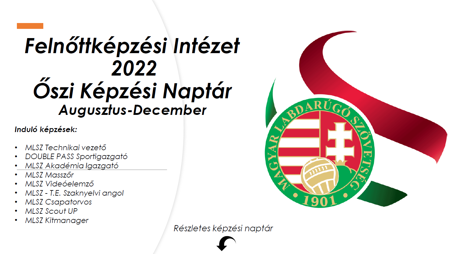 2022 FELNŐTTKÉPZÉS ŐSZI KÉPZÉSI NAPTÁR